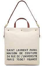 Saint Laurent North/South Foldable Tote in White, view 5, click to view large image.