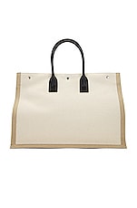 Saint Laurent Rive Gauche Tote in Off White & Black, view 2, click to view large image.