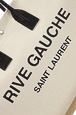 Saint Laurent Rive Gauche Tote in Off White & Black, view 6, click to view large image.