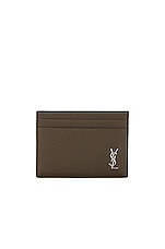 Saint Laurent Credit Card Case in Grey, view 1, click to view large image.