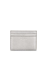 Saint Laurent Snakeskin Credit Card Case in Silver, view 1, click to view large image.
