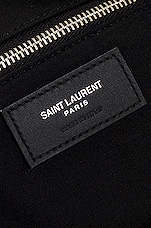 Saint Laurent Le Rafia Raffia Bag in Black & Beige, view 5, click to view large image.