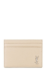 Saint Laurent Ysl Credit Card Holder in Greyish Brown, view 1, click to view large image.