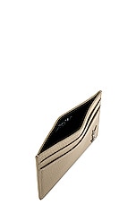 Saint Laurent Ysl Credit Card Holder in Greyish Brown, view 4, click to view large image.