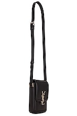Saint Laurent Ysl Solferino Phone Case Bag in Nero, view 3, click to view large image.