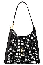 Saint Laurent Raffia Bag in Nero, view 5, click to view large image.