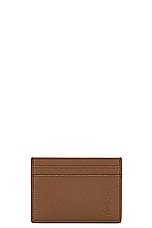 Saint Laurent Pcc Card Holder in Grained Brown, view 1, click to view large image.