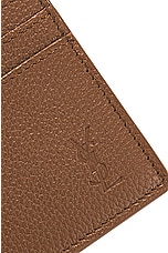 Saint Laurent Pcc Card Holder in Grained Brown, view 6, click to view large image.