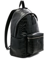 Saint Laurent City Backpack in Black Croc, view 3, click to view large image.