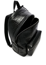 Saint Laurent City Backpack in Black Croc, view 4, click to view large image.