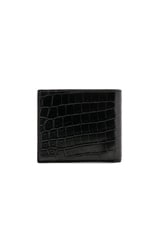 Saint Laurent Matte Croc Billfold Wallet in Black, view 2, click to view large image.