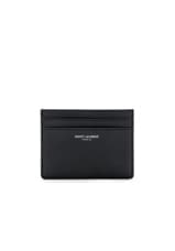 Saint Laurent Card Holder in Black, view 1, click to view large image.