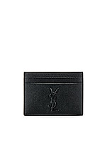 Saint Laurent Monogram Credit Card Holder in Black, view 1, click to view large image.