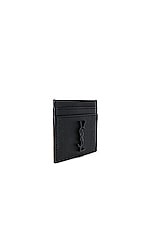 Saint Laurent Monogram Credit Card Holder in Black, view 3, click to view large image.