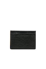 Saint Laurent Croc Embossed Cardholder in Black, view 2, click to view large image.