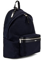 Saint Laurent City Backpack in Midnight Blue & Black, view 3, click to view large image.