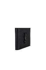 Saint Laurent East West Monogram Wallet in Black, view 3, click to view large image.