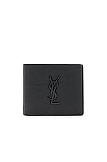 Saint Laurent Croc Embossed Billfold Wallet in Black, view 1, click to view large image.
