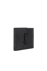 Saint Laurent Croc Embossed Billfold Wallet in Black, view 3, click to view large image.