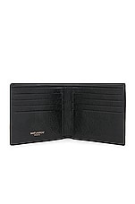 Saint Laurent Croc Embossed Billfold Wallet in Black, view 4, click to view large image.