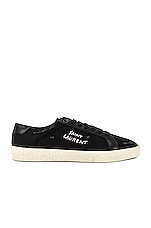 Saint Laurent SL/06 Signa Low Top Sneaker in Black & Black, view 1, click to view large image.