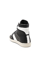 Saint Laurent Signature Court Classic SL/10H Leather High Top Sneakers in Black & White, view 3, click to view large image.