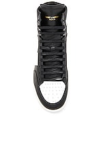 Saint Laurent Signature Court Classic SL/10H Leather High Top Sneakers in Black & White, view 4, click to view large image.