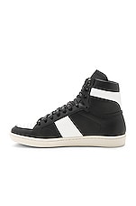 Saint Laurent Signature Court Classic SL/10H Leather High Top Sneakers in Black & White, view 5, click to view large image.