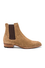 Saint Laurent Suede Wyatt Chelsea Boots in Light Cigar, view 1, click to view large image.