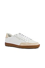 Saint Laurent SL10 Low Top Sneaker in White, view 2, click to view large image.
