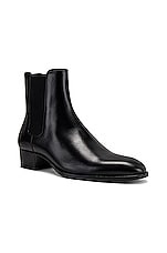 Saint Laurent Wyatt Chelsea Boot in Nero, view 2, click to view large image.