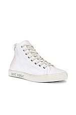 Saint Laurent Malibu Mid Top Sneaker in Blanc Optique, view 2, click to view large image.