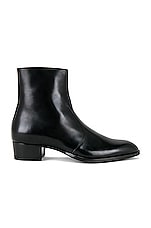 Saint Laurent Wyatt Western Zipped Boot in Noir, view 1, click to view large image.