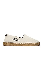 Saint Laurent Embroidery Espadrille in Cuir Moon Ecru & Noir, view 1, click to view large image.