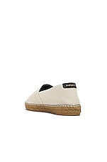 Saint Laurent Embroidery Espadrille in Cuir Moon Ecru & Noir, view 3, click to view large image.