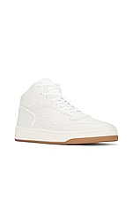 Saint Laurent SL80 Mid Top Sneaker in White, view 2, click to view large image.