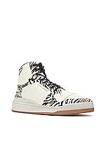 Saint Laurent SL24 Mid Top Sneaker in White & Pony Ziger, view 2, click to view large image.