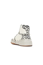 Saint Laurent SL24 Mid Top Sneaker in White & Pony Ziger, view 3, click to view large image.