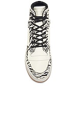 Saint Laurent SL24 Mid Top Sneaker in White & Pony Ziger, view 4, click to view large image.