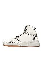 Saint Laurent SL24 Mid Top Sneaker in White & Pony Ziger, view 5, click to view large image.