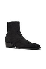 Saint Laurent Wyatt 40 Zipped Boot in Noir, view 2, click to view large image.