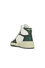Saint Laurent SL24 Mid Top Sneaker in White & Green, view 3, click to view large image.