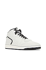 Saint Laurent Sl80 Mid Top Sneaker Cuir Meridiano Graine in White, view 2, click to view large image.