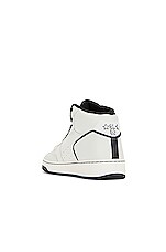 Saint Laurent Sl80 Mid Top Sneaker Cuir Meridiano Graine in White, view 3, click to view large image.