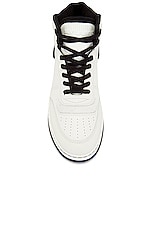 Saint Laurent Sl80 Mid Top Sneaker Cuir Meridiano Graine in White, view 4, click to view large image.