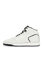 Saint Laurent Sl80 Mid Top Sneaker Cuir Meridiano Graine in White, view 5, click to view large image.
