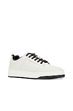 Saint Laurent Sl61 Low Top Sneaker Cuir Meridiano Micro Perf in White, view 2, click to view large image.