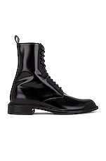 Saint Laurent Army 20 Lace Up Boot Cuir Anton in Noir, view 1, click to view large image.