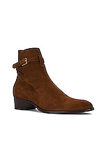 Saint Laurent Wyatt 40 Zip Boot in Land, view 2, click to view large image.