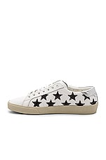 Saint Laurent Leather SL/06 Low-Top Star Sneakers in Optic White & Black & Silver, view 5, click to view large image.